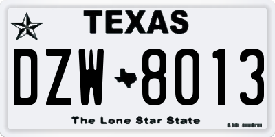 TX license plate DZW8013