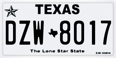 TX license plate DZW8017