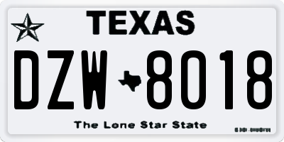 TX license plate DZW8018