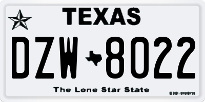 TX license plate DZW8022