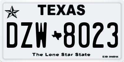 TX license plate DZW8023