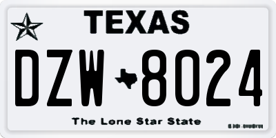 TX license plate DZW8024