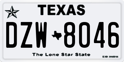 TX license plate DZW8046