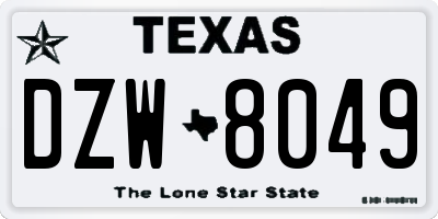 TX license plate DZW8049