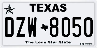 TX license plate DZW8050