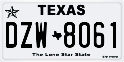 TX license plate DZW8061