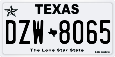 TX license plate DZW8065