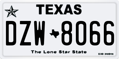 TX license plate DZW8066