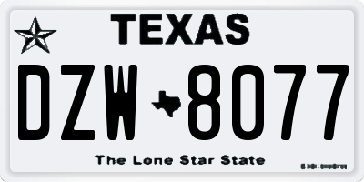 TX license plate DZW8077