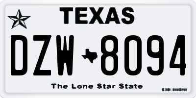 TX license plate DZW8094