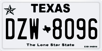 TX license plate DZW8096