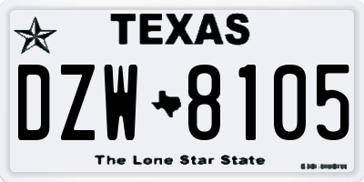 TX license plate DZW8105