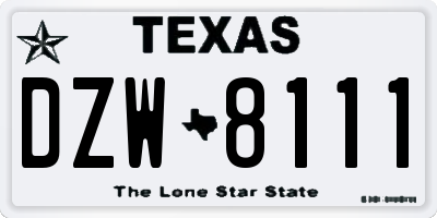 TX license plate DZW8111