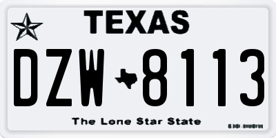 TX license plate DZW8113