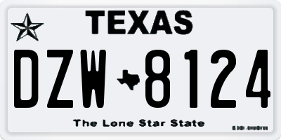 TX license plate DZW8124