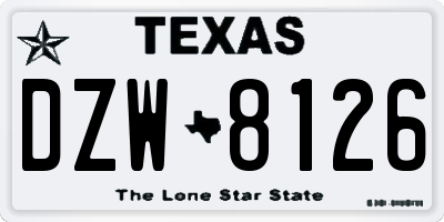 TX license plate DZW8126