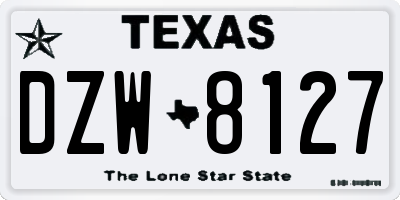 TX license plate DZW8127