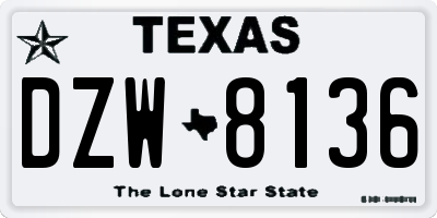 TX license plate DZW8136