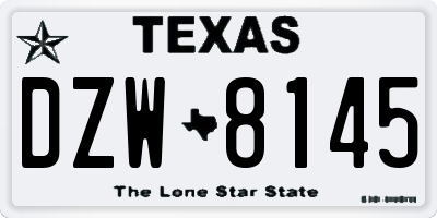 TX license plate DZW8145