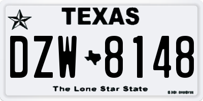 TX license plate DZW8148