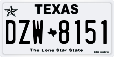 TX license plate DZW8151