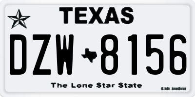TX license plate DZW8156