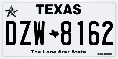 TX license plate DZW8162