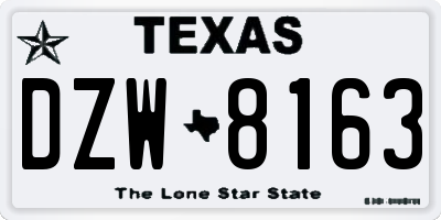 TX license plate DZW8163