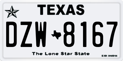 TX license plate DZW8167