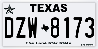 TX license plate DZW8173