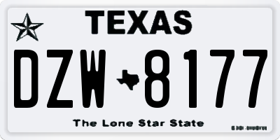 TX license plate DZW8177