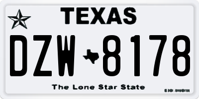 TX license plate DZW8178