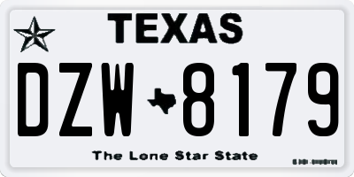 TX license plate DZW8179
