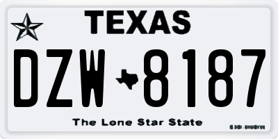 TX license plate DZW8187