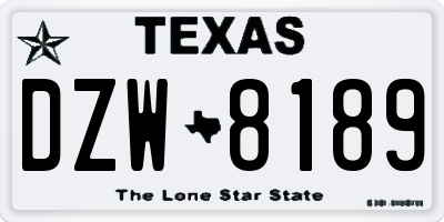 TX license plate DZW8189