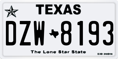 TX license plate DZW8193