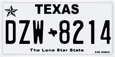 TX license plate DZW8214