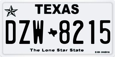 TX license plate DZW8215