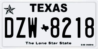 TX license plate DZW8218