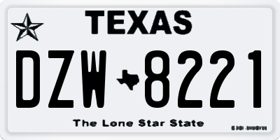 TX license plate DZW8221