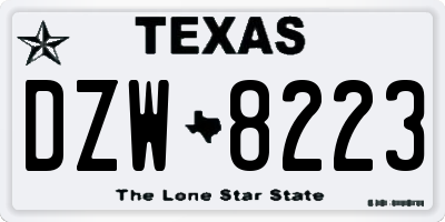 TX license plate DZW8223
