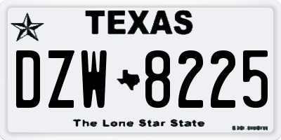 TX license plate DZW8225