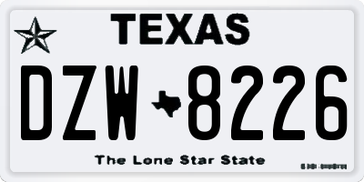 TX license plate DZW8226