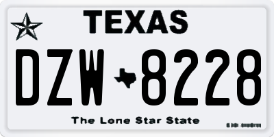 TX license plate DZW8228