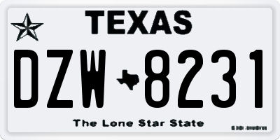 TX license plate DZW8231