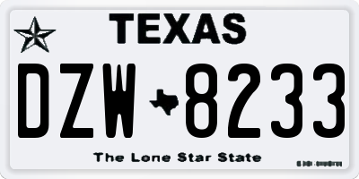 TX license plate DZW8233