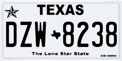 TX license plate DZW8238