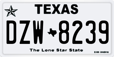 TX license plate DZW8239