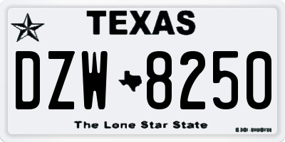 TX license plate DZW8250