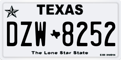 TX license plate DZW8252